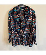 SOFT SURROUNDINGS Multicolor Sailboat Button-Up Long Sleeve Petite Large... - €18,76 EUR