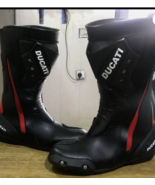 Black Racing Ducati Cowhide Motorbike Leather boots Ce Approved  - $150.00