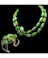 Barse 925 Sterling Silver Set Green Turquoise &amp; Gemstone Pendant 254 gr 19” - $1,010.73 CAD