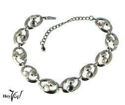 Vintage Silver 17 inch Choker Necklace - Deco Style Curved Curl Shapes - Hey Viv - £14.38 GBP