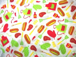 GRILL MASTER BBQ HOT DOG STEAK APRON MITT PEPPER FORK BANDANA HEAD WRAP ... - $4.50