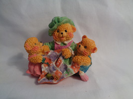 Mini Resin Mama Bear Quilting w/ Girl &amp; Boy Bear Figure - $2.47