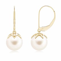 Freshwater Cultured Pearl Drop Earrings in 14k Solid Gold (AAA, 9MM) - £275.75 GBP