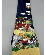 Vtg Fratello Mens Neck Tie Noahs Ark Animals Bible Story - $128.42 MXN