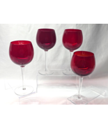 Vintage LENOX 8.5&quot; Balloon Wine Stem Glass HOLIDAY GEMS Ruby Red - Set Of 4 - $70.19 CAD
