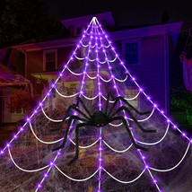 Halloween Decorations Outdoor Spiders Web Light Set, 115 Purple Led Light Decor  - £38.03 GBP