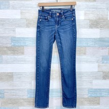 American Eagle Low Rise Skinny Jeans Blue Medium Wash Stretch Denim Wome... - £15.81 GBP