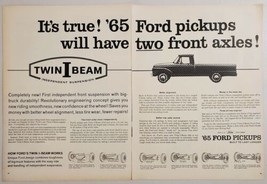 1965 Print Ad &#39;65 Ford Pickups with 2 Front Axles Twin I Beam Suspension - £13.82 GBP