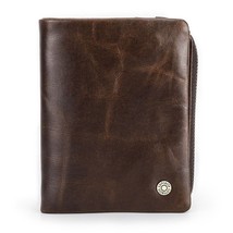 Leather Bifold Men Wallet Brown Solid Big Capacity Male Card Holder Mone... - $44.99