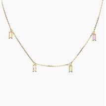 925 Sterling Silver Minimalist Colorful Crystal CZ Pendant Necklace For Lovers&#39;  - £13.93 GBP