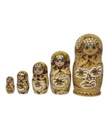 Vintage Hand Painted Russian Matryoshka 5-Piece Set Nesting Dolls Artist... - £22.30 GBP