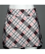 NIKE Pink Grey Brown Plaid Pleated Sides Wide Band Golf Tennis Skirt Wm&#39;... - $32.99