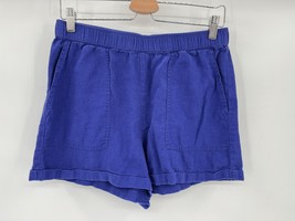 BP. Pull On Shorts Sz M Blue Linen/Rayon Cuffed 2.5&quot; Inseam - £15.41 GBP