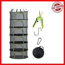 6 Tier Black Mesh Herb Drying Rack with Pruning Shear - Space-Saving Design - $36.62