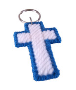 Christian Cross Key Rings in Blue White - $12.50