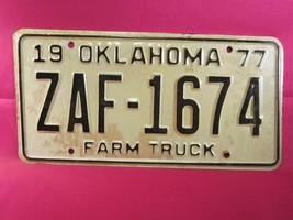 LICENSE PLATE Farm Truck Tag 1977 OKLAHOMA ZAF 1674 TULSA COUNTY [B3B - $12.48