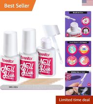 Nail Glue for Press Ons, 3 Pack Best Nail Glue for Gel Tips with Nail Fi... - $13.30