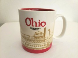 2009 Starbucks Coffee Cup Mug Ohio 16oz Red Tan Riverboat  - $14.83
