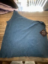 Ava Viv One Shoulder Sweater Tank Top Blue Ribbed NWT Plus Size 3X - £7.83 GBP