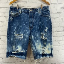 Kenpo Jeans Cougar Cut Off Shorts Mens Sz 36 Distressed Acid Pattern - $19.79