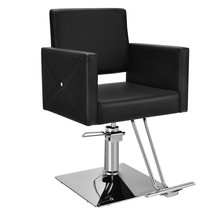 Barber Chair for Hair Salon W/ Electroplating Base, Hydraulic Pump, Armrests - £271.63 GBP