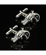 PISTOL CUFFLINKS Vintage Style Western Gun Duel Silver Black New with Gi... - $218.41 MXN