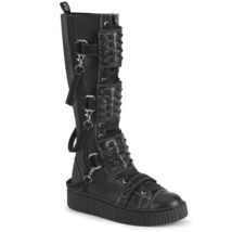 FINAL SALE DEMONIA Round Toe Black Knee High Unisex Creeper Sneaker Boots 7 - $68.37