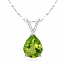 ANGARA 9x7mm Natural Peridot Solitaire Pendant Necklace in Silver for Women - £124.77 GBP+