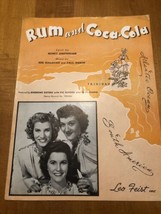 Vintage &quot;Rum And Coca-Cola&quot; Sheet Music Featuring The Andrews Sisters 1944 - £3.94 GBP