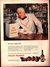 1954 magazine ad for Four Roses Whiskey - bartender studies Mind Reading... - $33.83