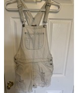 Women&#39;s American Eagle Shortalls Bibs X- Small light wash Distressed Ove... - £15.15 GBP