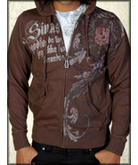 Monarchy Medieval Script Crest Knight Feathers Mens Zip Up Hoodie Brown ... - £95.70 GBP