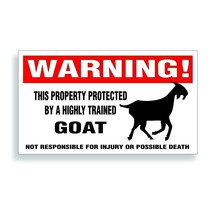Warning DECAL trained GOAT sticker for farm barn door  bumper or window ... - £7.90 GBP