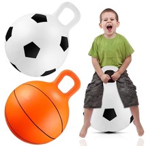 2 Pcs Hopper Ball In Soccer Basketball Style 18&#39;&#39; Jumping Hoppity Ball With Hand - £29.20 GBP
