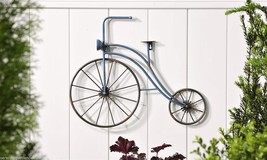 Blue Bicycle Wall Plaque 21" High Retro Design Metal with Black Spoke Wheels image 2