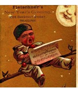 Victorian Trade Card Fleichner&#39;s Yarns Philadelphia Moon Face Crying Bab... - $24.70