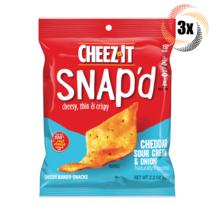 3x Bags Cheez-It Snap&#39;d Cheddar Sour Cream &amp; Onion Cracker Chips Baked 2.2oz - £11.90 GBP