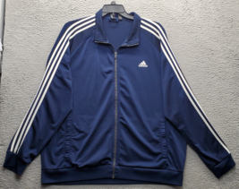 Adidas Full Zip Jacket Men&#39;s 2XL Navy White Striped Ribbed Long Sleeve M... - $547.96 MXN
