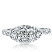 0.93 KT Taglio Marquise Halo Forma Rotondo Diamante Naturale Fidanzamento Anello - £1,530.04 GBP