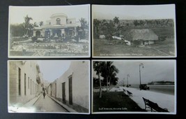 Lot Vintage B&amp;W 4 RPPC Havanna Cuba Postcards Streets Homes Cars - $8.56