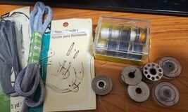Misc Sewing Items, Needles, Bobbins, Elastic, Shoe Lace - $6.14