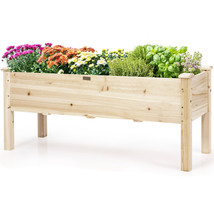 Costway Raised Garden Bed Elevated Planter Box Wood for Vegetable Flower Herb - £109.63 GBP