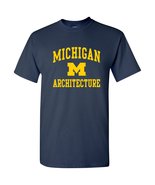 UM-704 - Michigan Wolverines Arch Logo Architecture T-Shirt - Small - Navy - £19.01 GBP