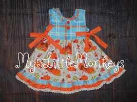 NEW Boutique Thanksgiving Turkey Pumpkin Girls Ruffle Twirl Dress - £4.79 GBP+