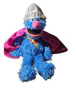 Sesame Place Super Grover Plush Hero Cape Helmet 16&quot; Sesame Workshop 2012 - $27.60 CAD