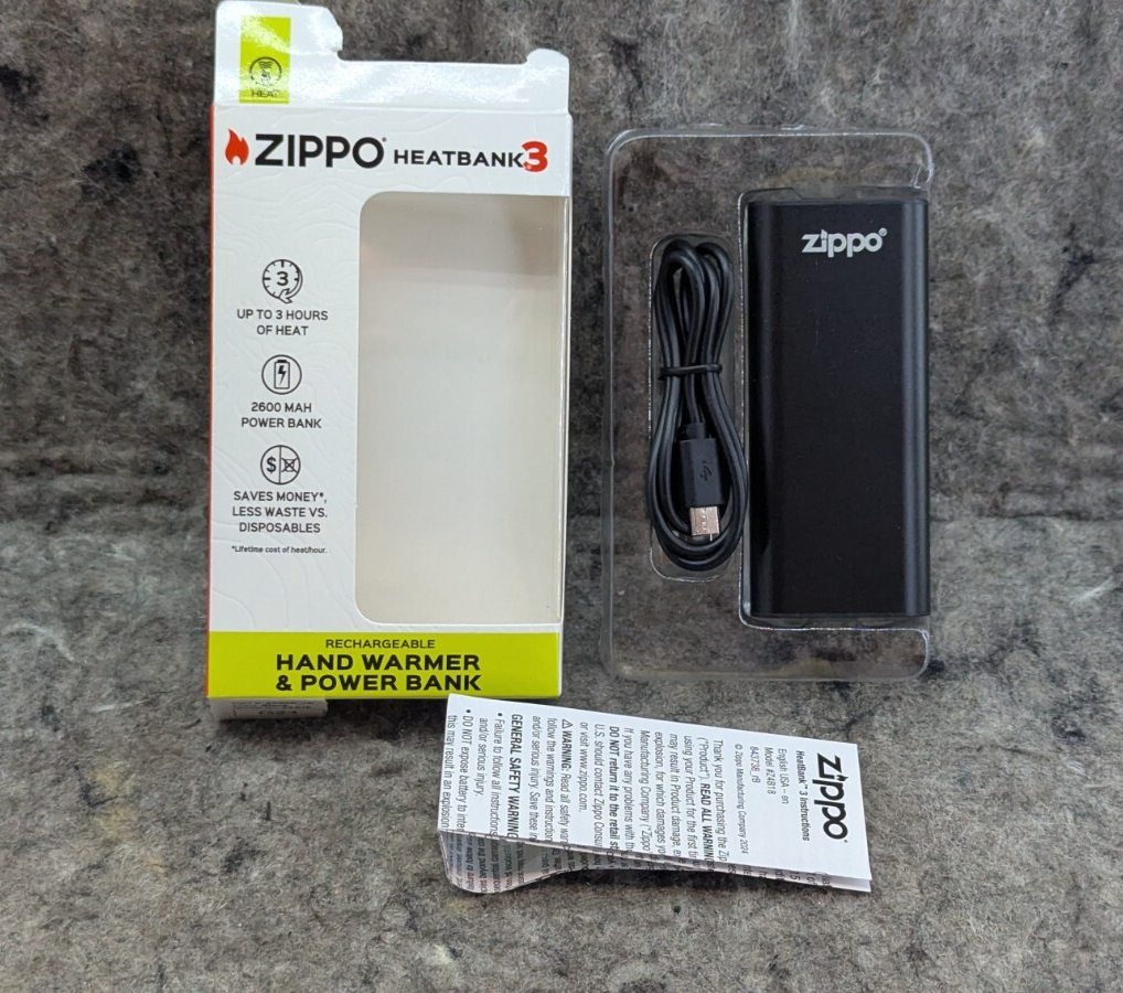 New Zippo Black HeatBank 3 Rechargeable Hand Warmer - $18.99