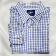 Mens Dress / Casual Shirt Charles Tyrwhitt Blue Check Button Down Size Large - £17.82 GBP