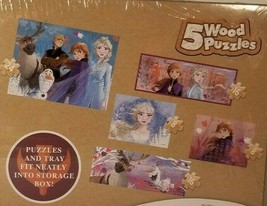 Disney’s Frozen 5 Wood Puzzle Wooden Storage Box - Complete - £12.72 GBP