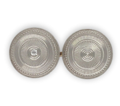 Pair of 14k Yellow Gold Men&#39;s Cufflinks with Platinum Top and Diamonds (#J6872) - £643.52 GBP