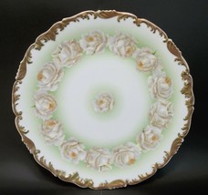 T&amp;V Depose Limoges France Porcelain Cabinet Plate White Roses Green - £29.96 GBP